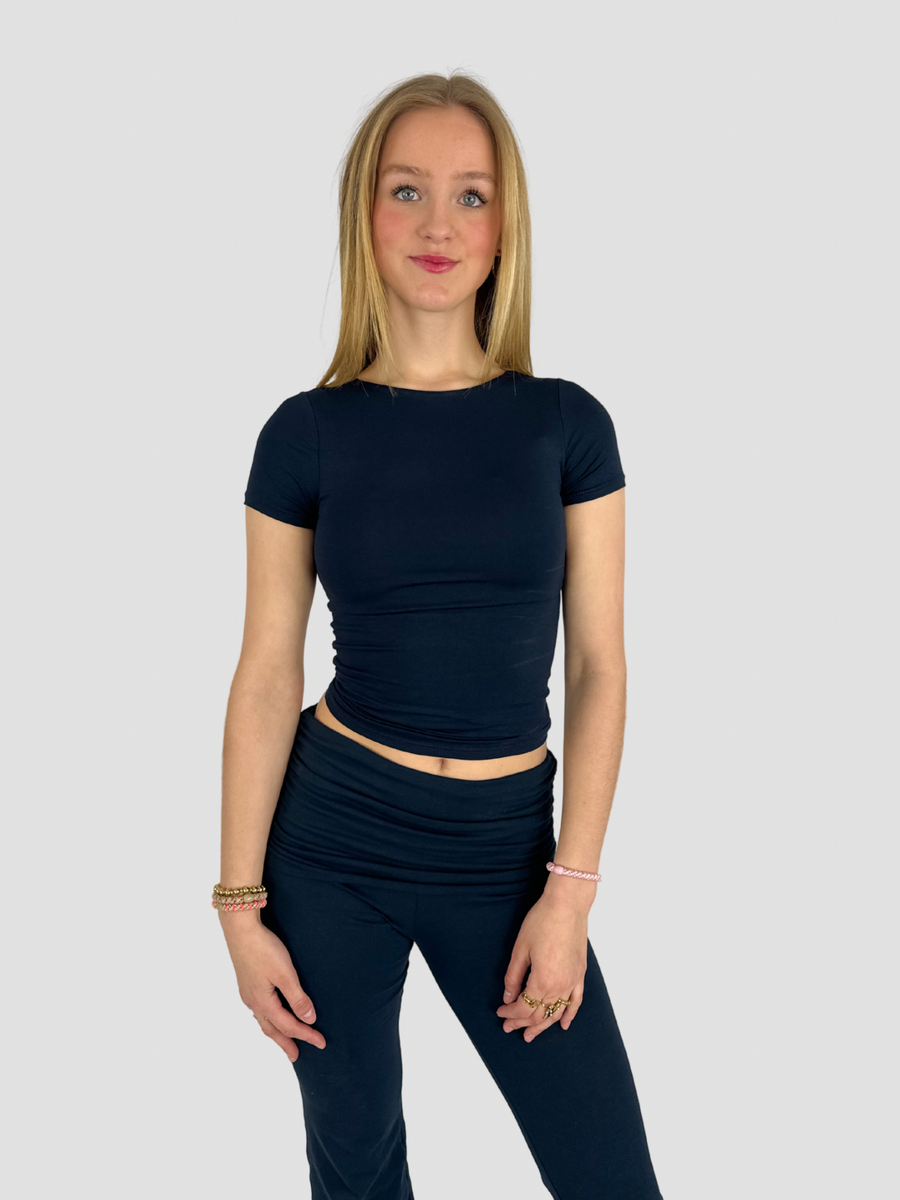 POSY SHORT SLEEVE TOP - NAVY