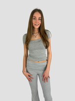 SQUARE SHORT SLEEVE TOP - GREY MARL