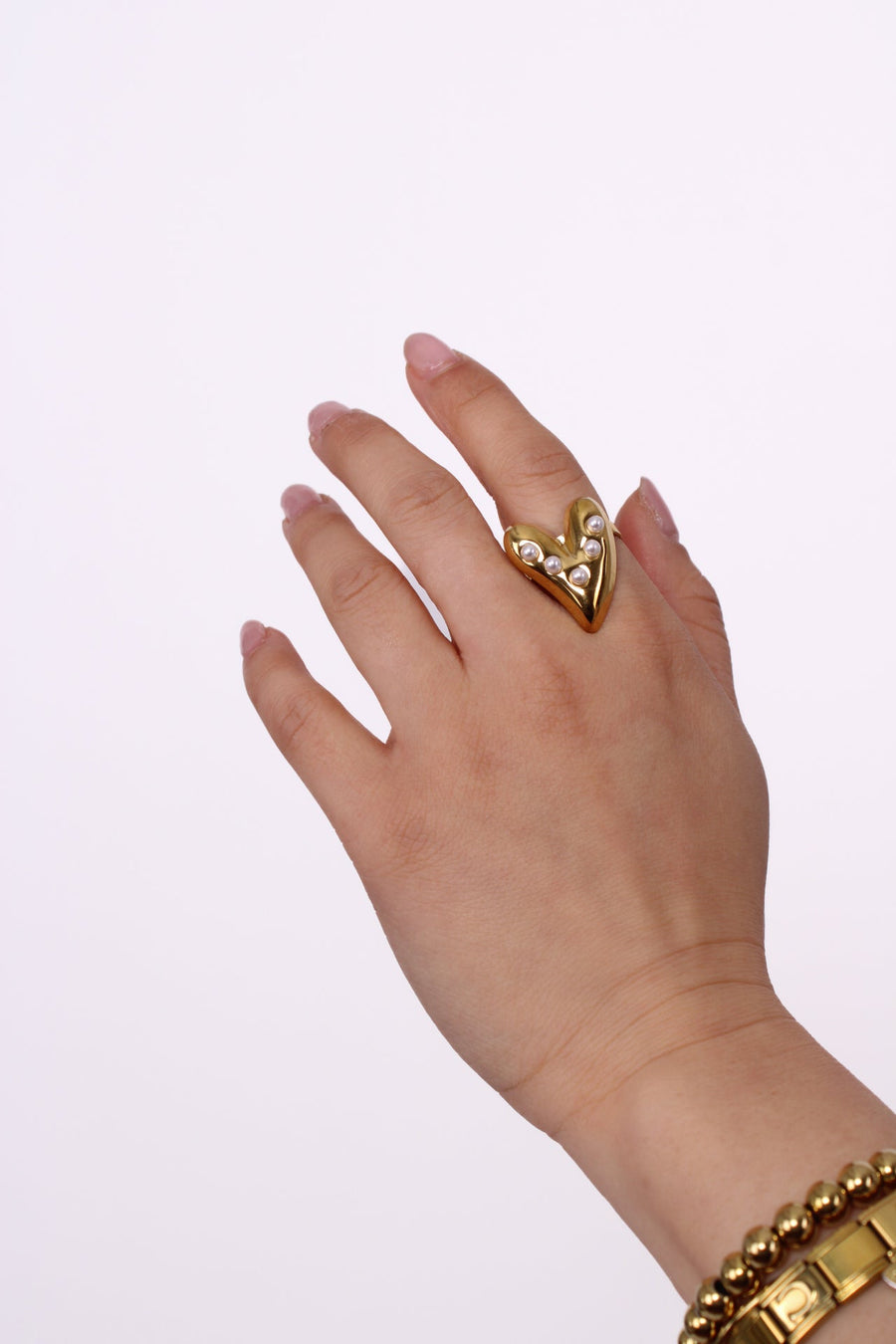 PEARLS HEART RING - GOLD