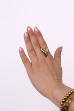 PEARLS HEART RING - GOLD