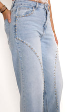 WIDE LEG STUD JEANS 9198 - DENIM