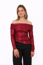 STARLIT OFF SHOULDER TOP - RED