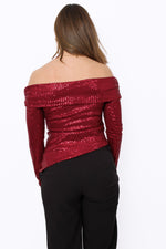 STARLIT OFF SHOULDER TOP - RED