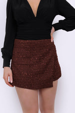 CRYSTAL KNIT SKORT - BROWN