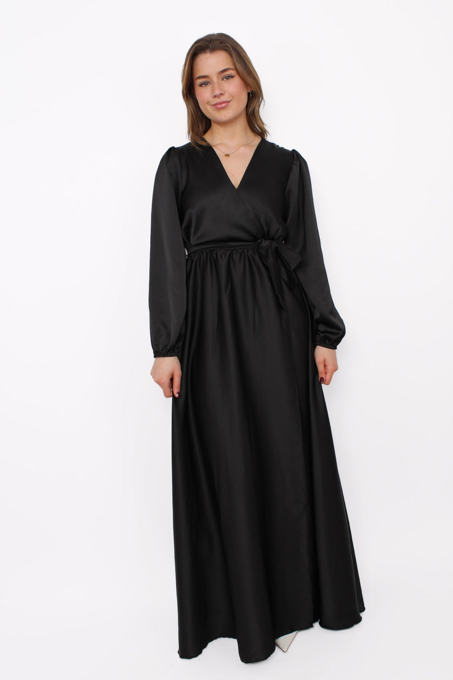 SATIN FLOW DRESS - BLACK