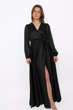 SATIN FLOW DRESS - BLACK