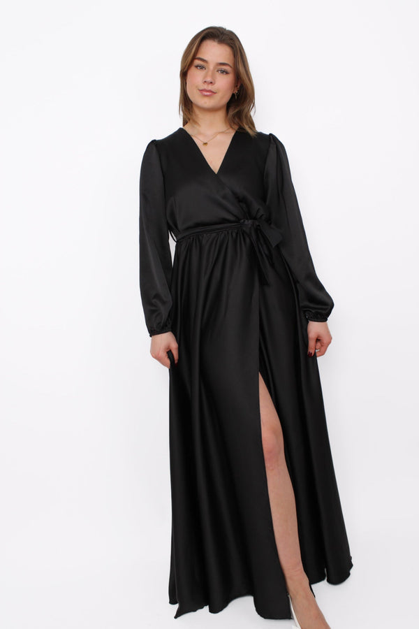 SATIN FLOW DRESS - BLACK