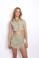 LINEN TOP 1860 - OLIVE TAUPE