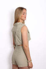 LINEN TOP 1860 - OLIVE TAUPE