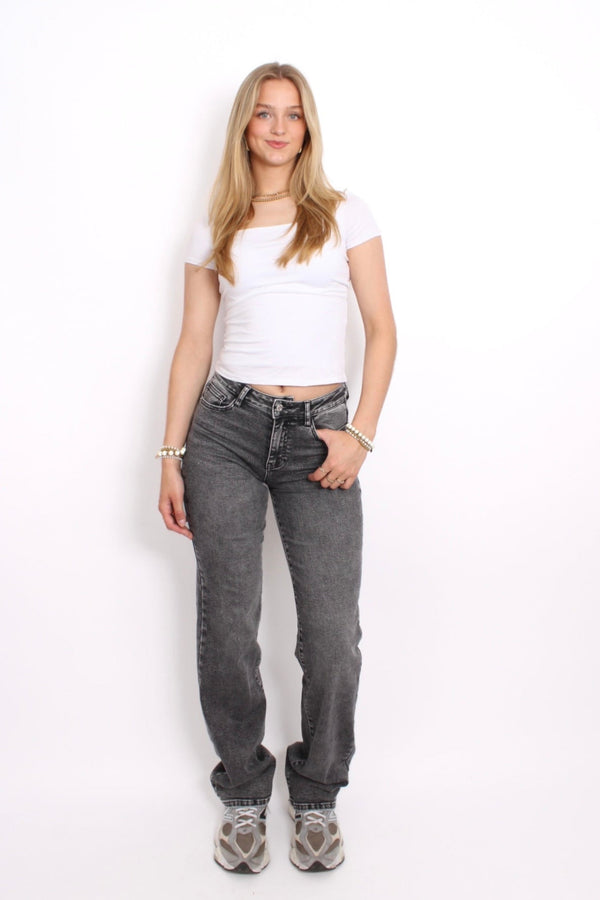''EXTRA TALL'' MID WAIST JEANS - GREY