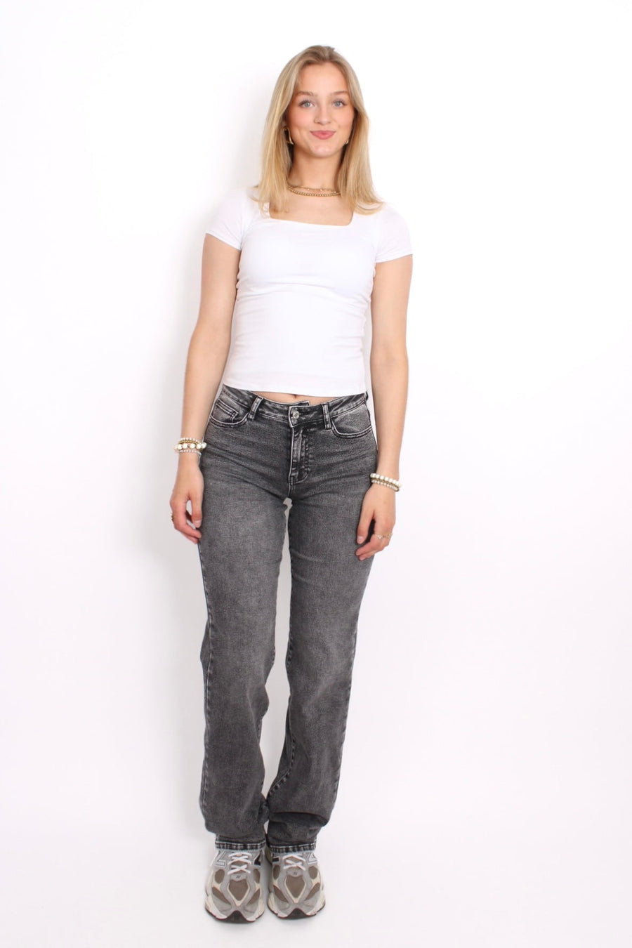 ''EXTRA TALL'' MID WAIST JEANS - GREY