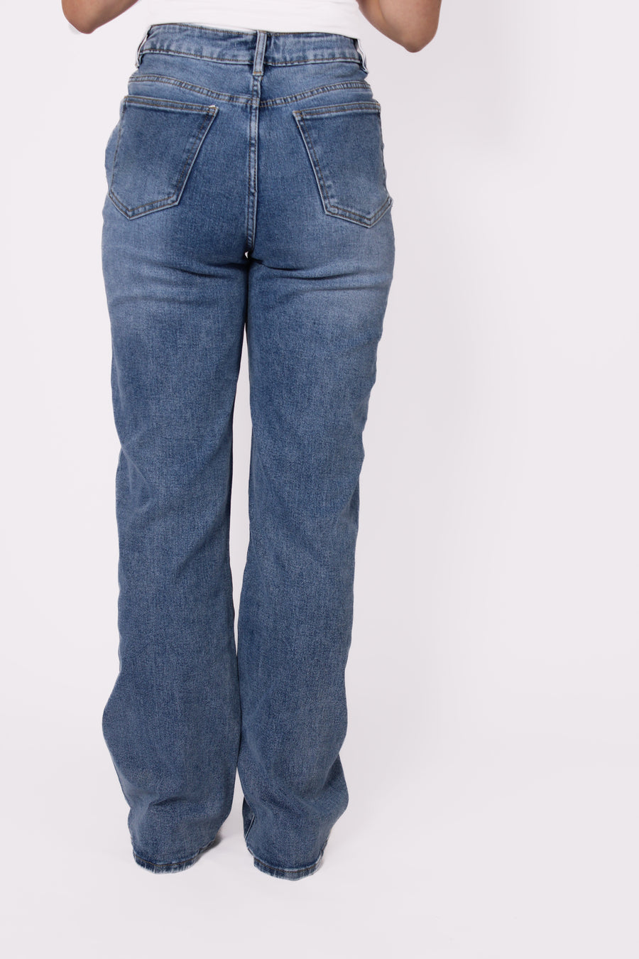 "PLUSSIZE TALL" WIDE LEG JEANS 966-5 - MID DENIM