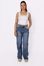 "PLUSSIZE TALL" WIDE LEG JEANS 966-5 - MID DENIM