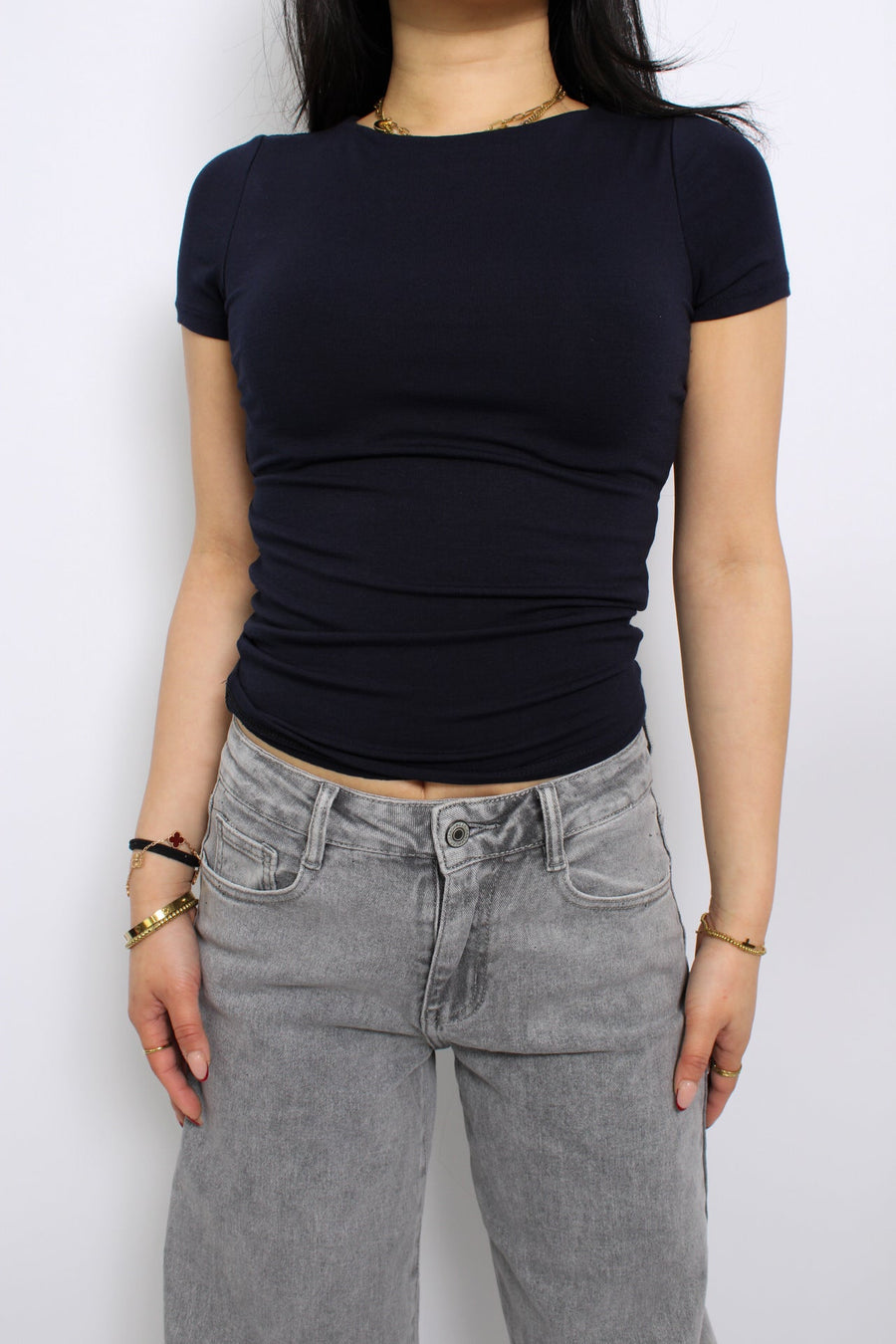 POSY SHORT SLEEVE TOP - NAVY
