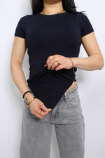 POSY SHORT SLEEVE TOP - NAVY