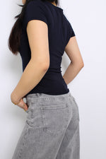 POSY SHORT SLEEVE TOP - NAVY